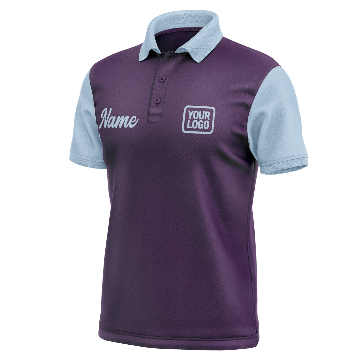 Custom Purple Light Blue Short-Sleeve Polo Shirt PO070808B108