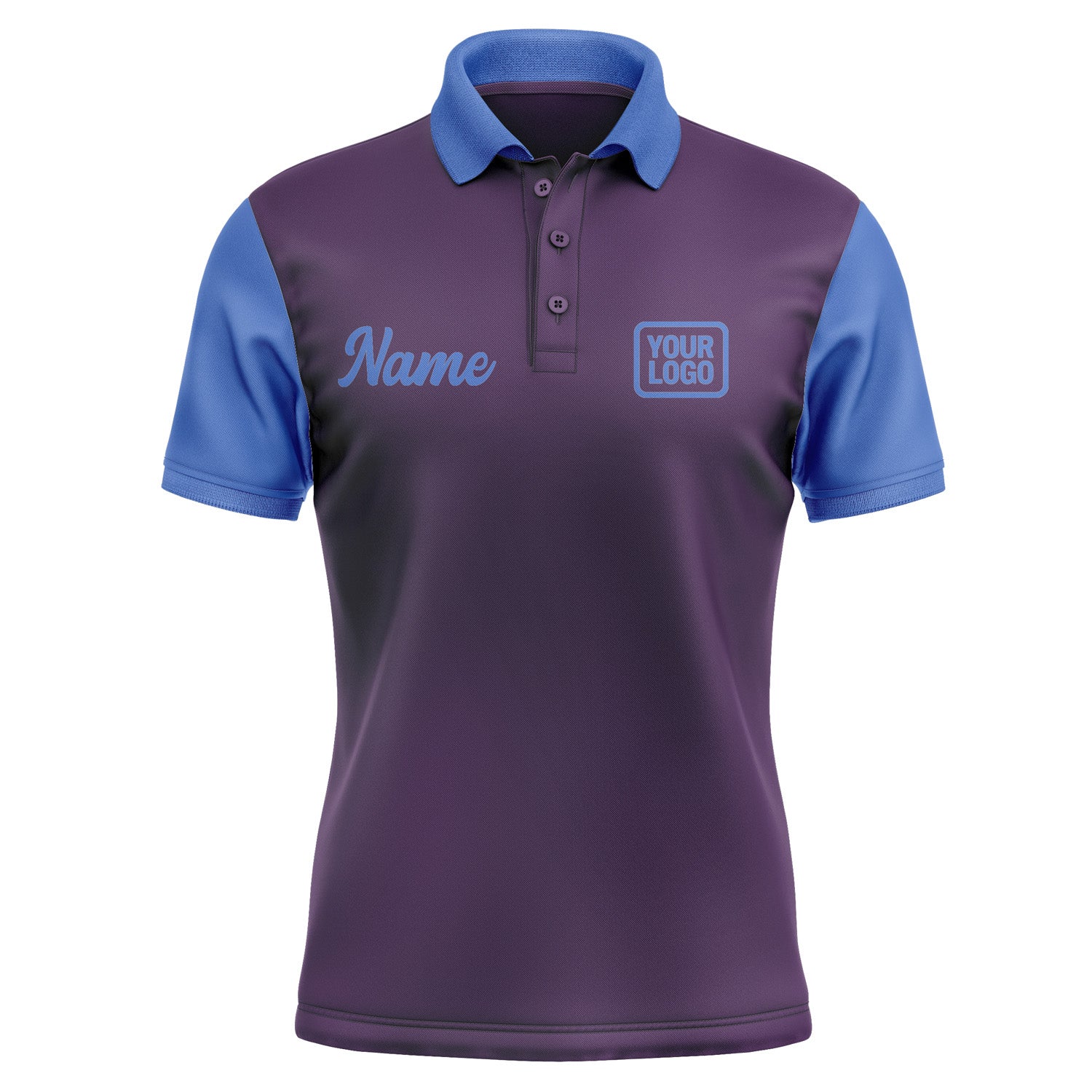 Custom Purple Sky Blue Short-Sleeve Polo Shirt PO070909B109