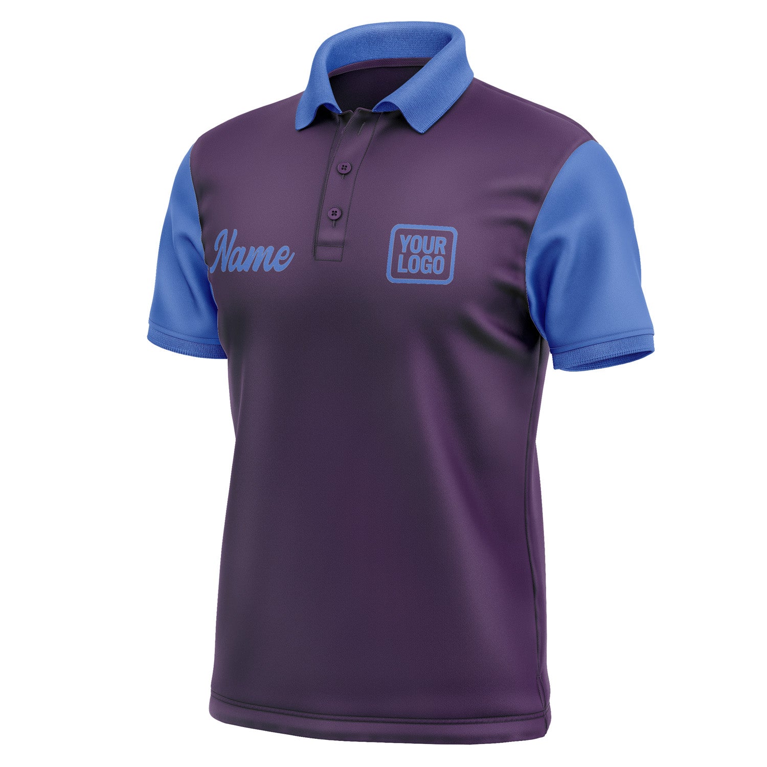 Custom Purple Sky Blue Short-Sleeve Polo Shirt PO070909B109