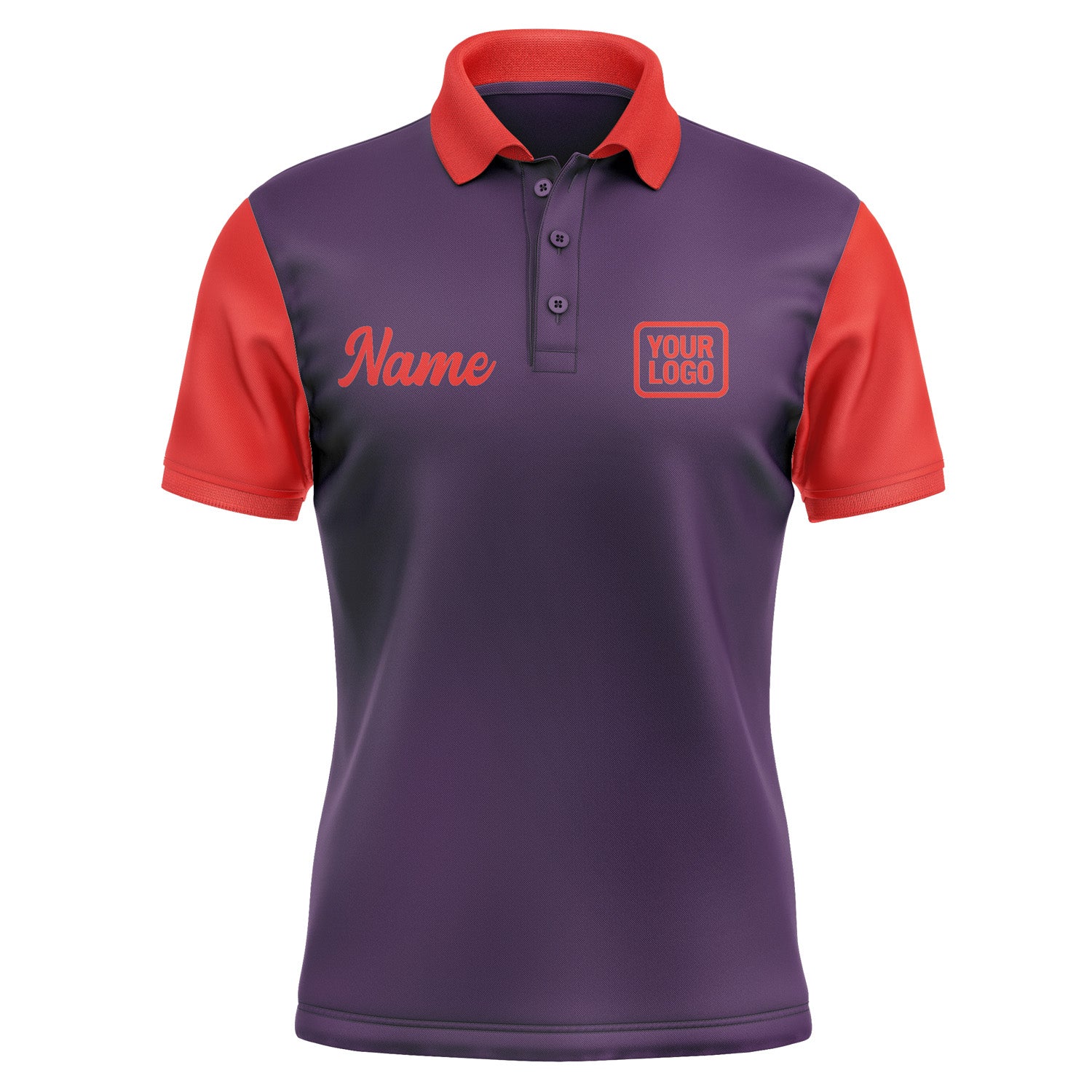 Custom Purple Orange Red Short-Sleeve Polo Shirt PO071212B112