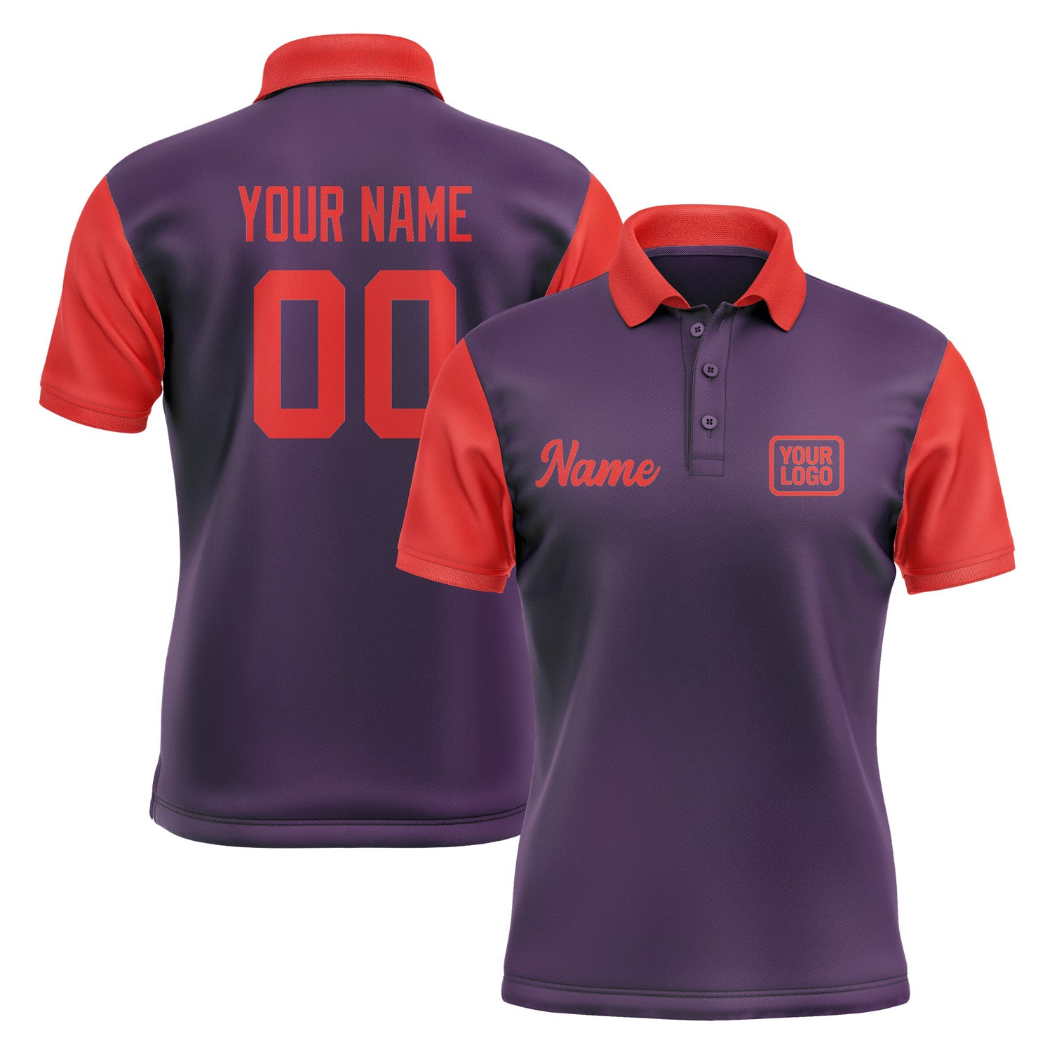 Custom Purple Orange Red Short-Sleeve Polo Shirt PO071212B112