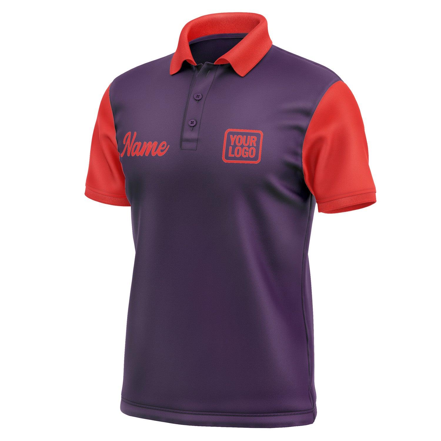 Custom Purple Orange Red Short-Sleeve Polo Shirt PO071212B112