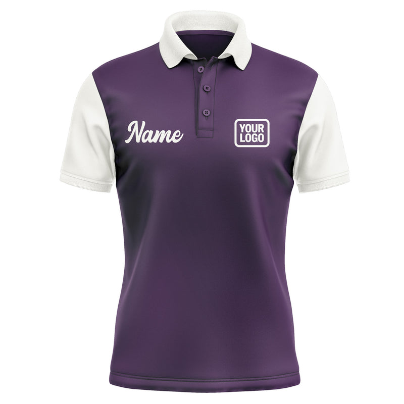 Custom Purple White Short-Sleeve Polo Shirt PO071818B118