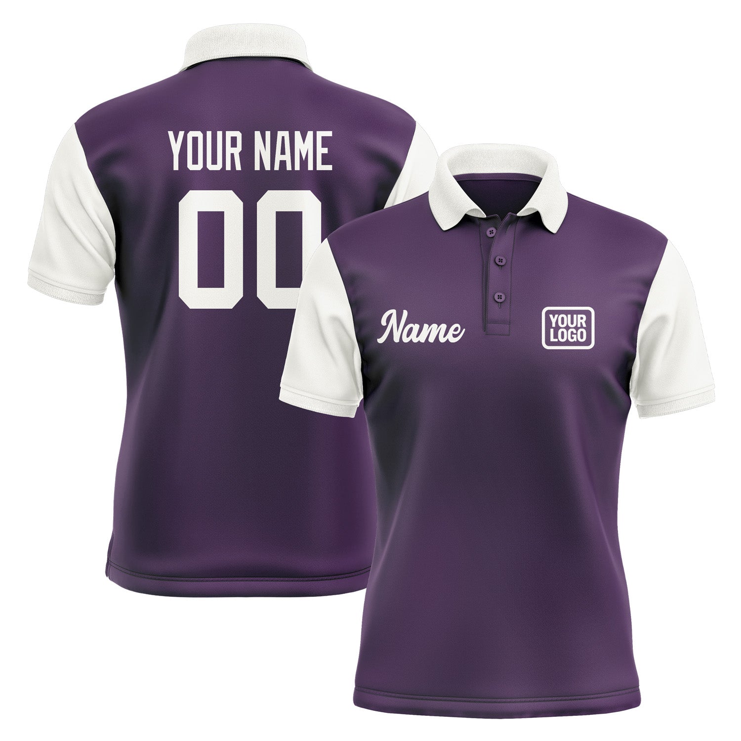 Custom Purple White Short-Sleeve Polo Shirt PO071818B118