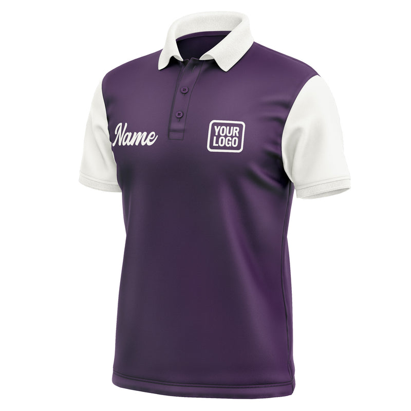 Custom Purple White Short-Sleeve Polo Shirt PO071818B118