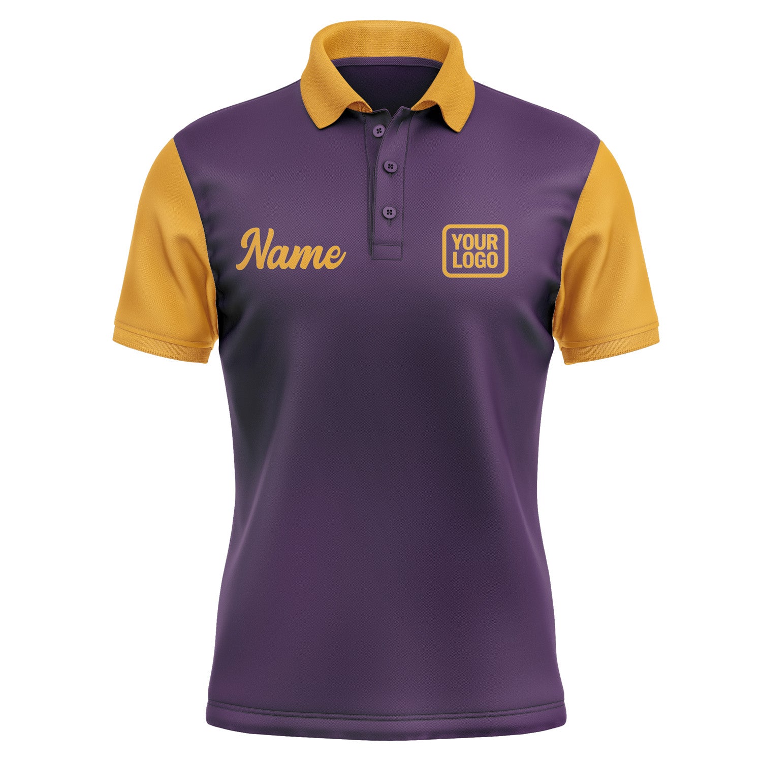 Custom Purple Yellow Short-Sleeve Polo Shirt PO071919B119