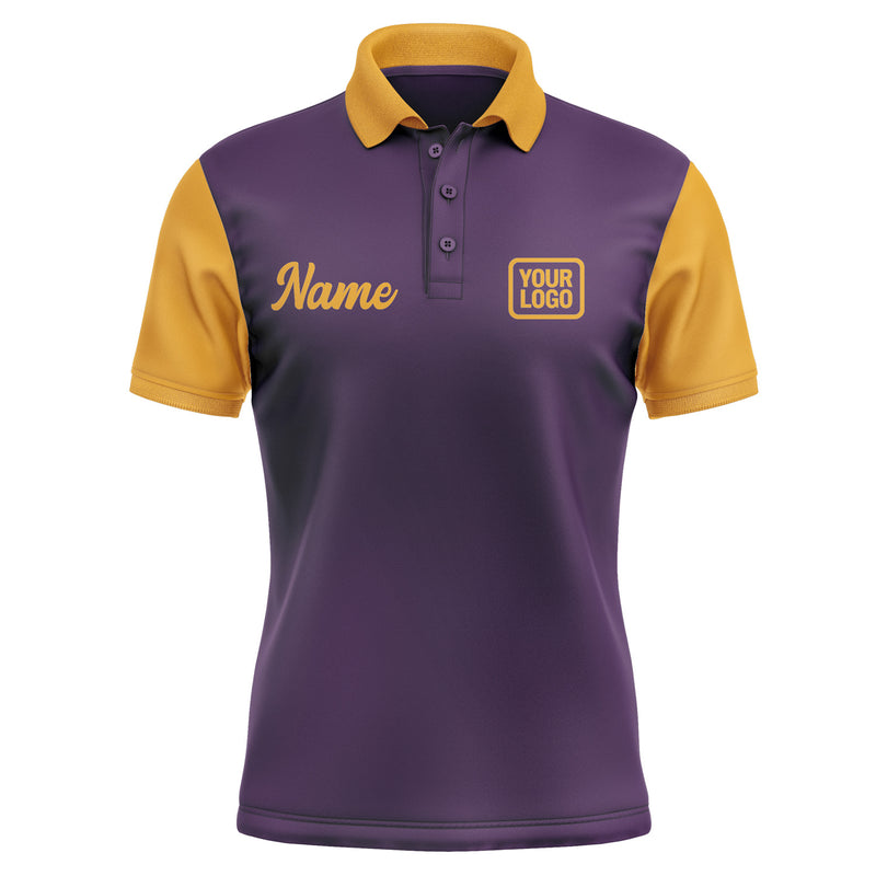 Custom Purple Yellow Short-Sleeve Polo Shirt PO071919B119