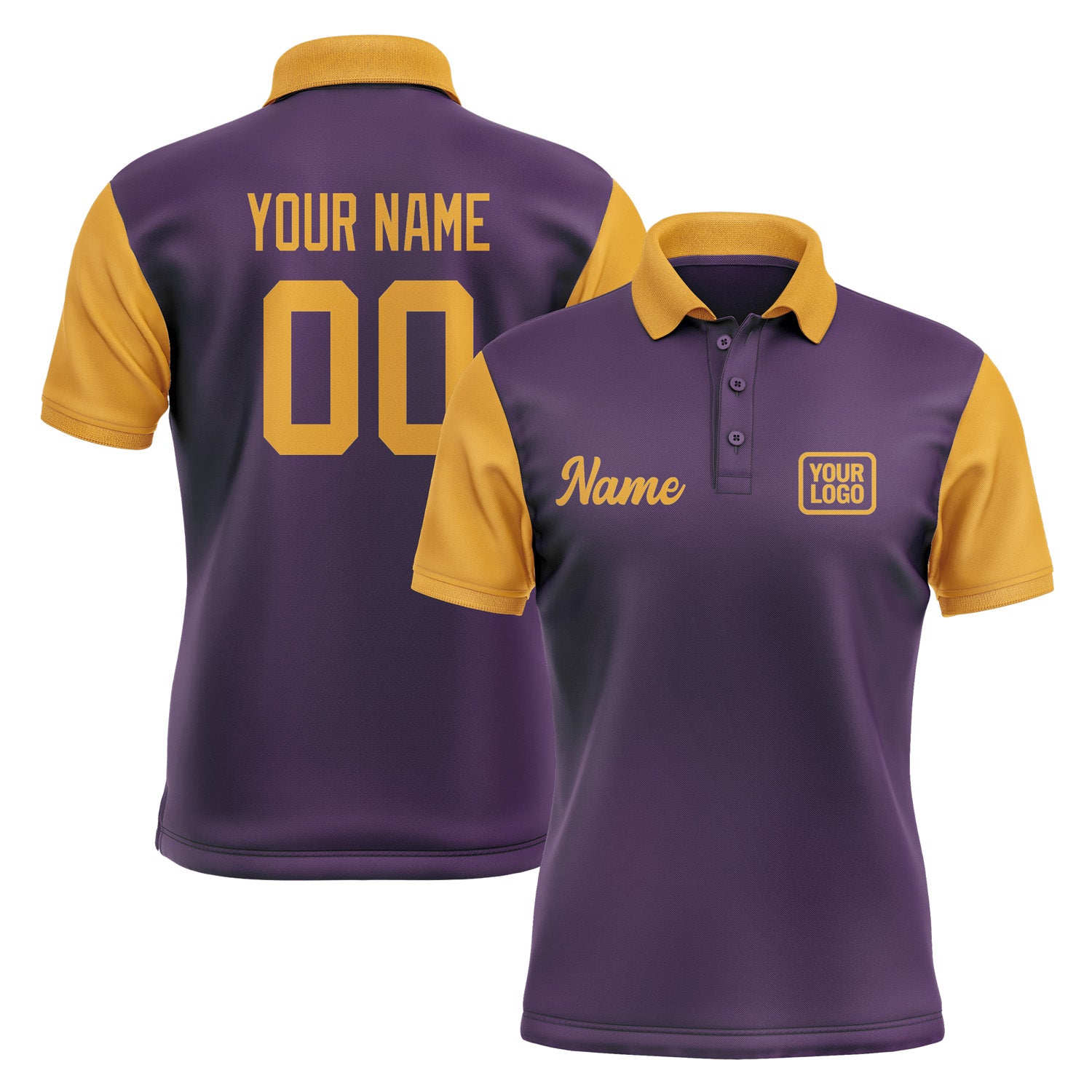 Custom Purple Yellow Short-Sleeve Polo Shirt PO071919B119