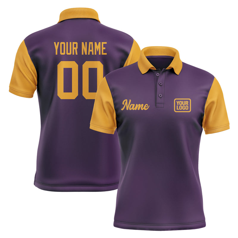 Custom Purple Yellow Short-Sleeve Polo Shirt PO071919B119