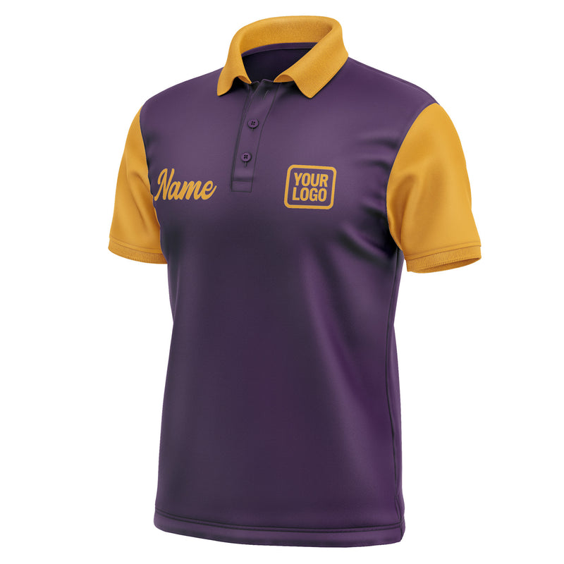 Custom Purple Yellow Short-Sleeve Polo Shirt PO071919B119