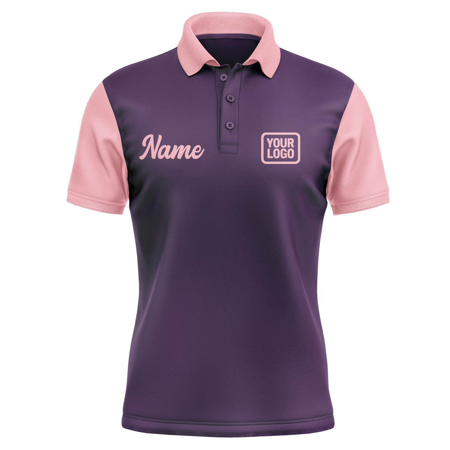 Custom Purple Light Pink Short-Sleeve Polo Shirt PO072121B121