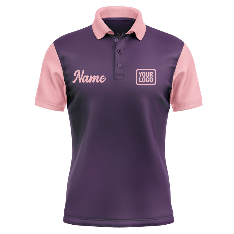 Custom Purple Light Pink Short-Sleeve Polo Shirt PO072121B121