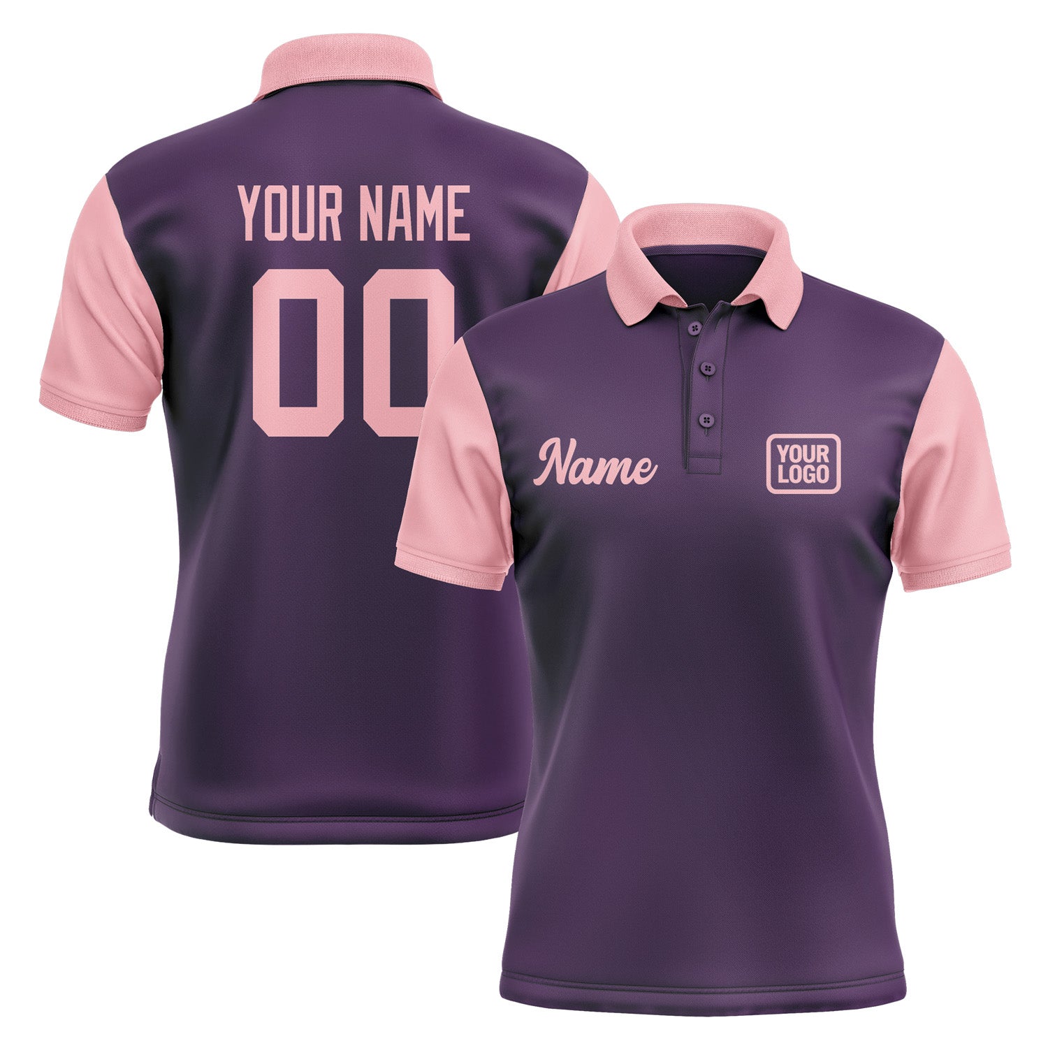 Custom Purple Light Pink Short-Sleeve Polo Shirt PO072121B121