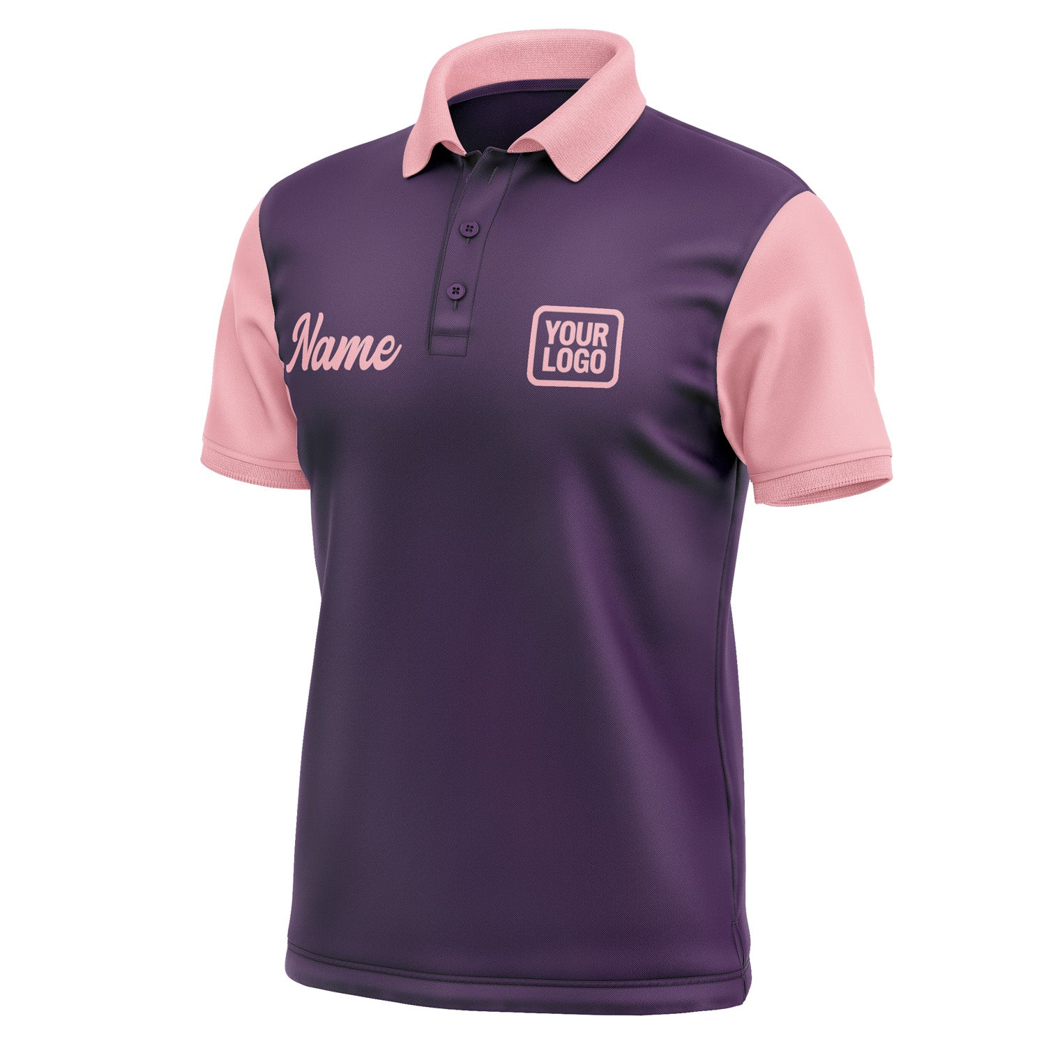 Custom Purple Light Pink Short-Sleeve Polo Shirt PO072121B121