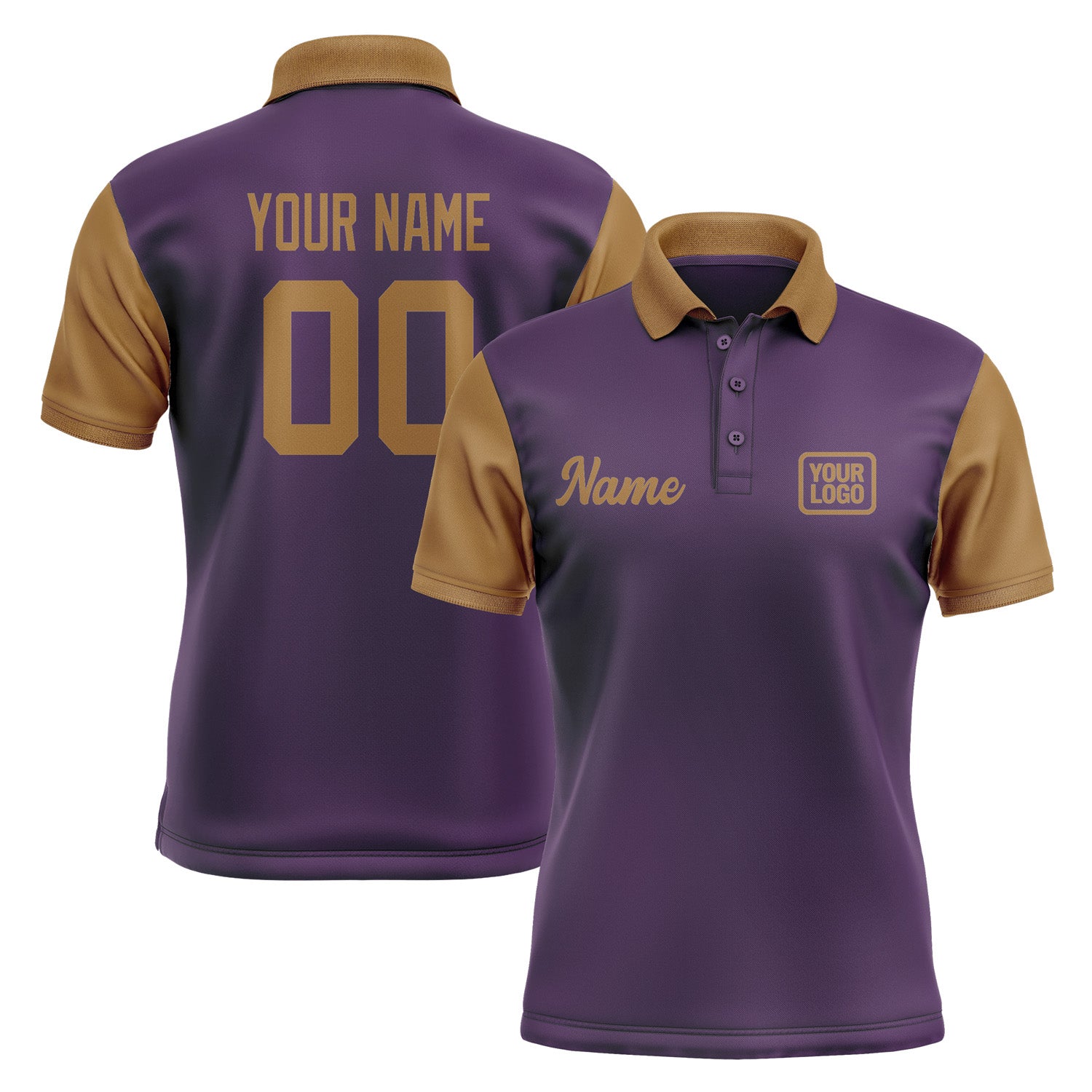 Custom Purple Khaki Short-Sleeve Polo Shirt PO072222B122