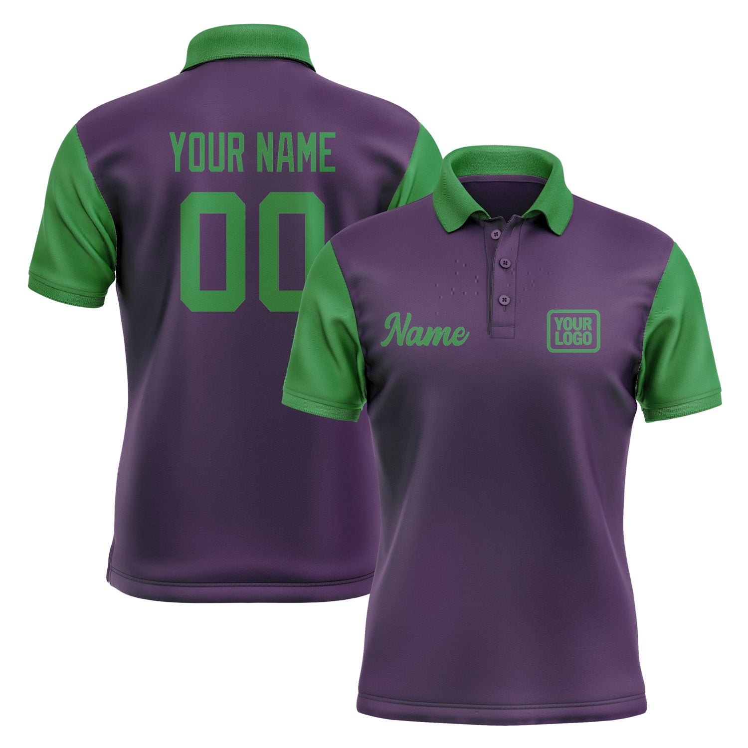Custom Purple Emerald Green Short-Sleeve Polo Shirt PO072424B124