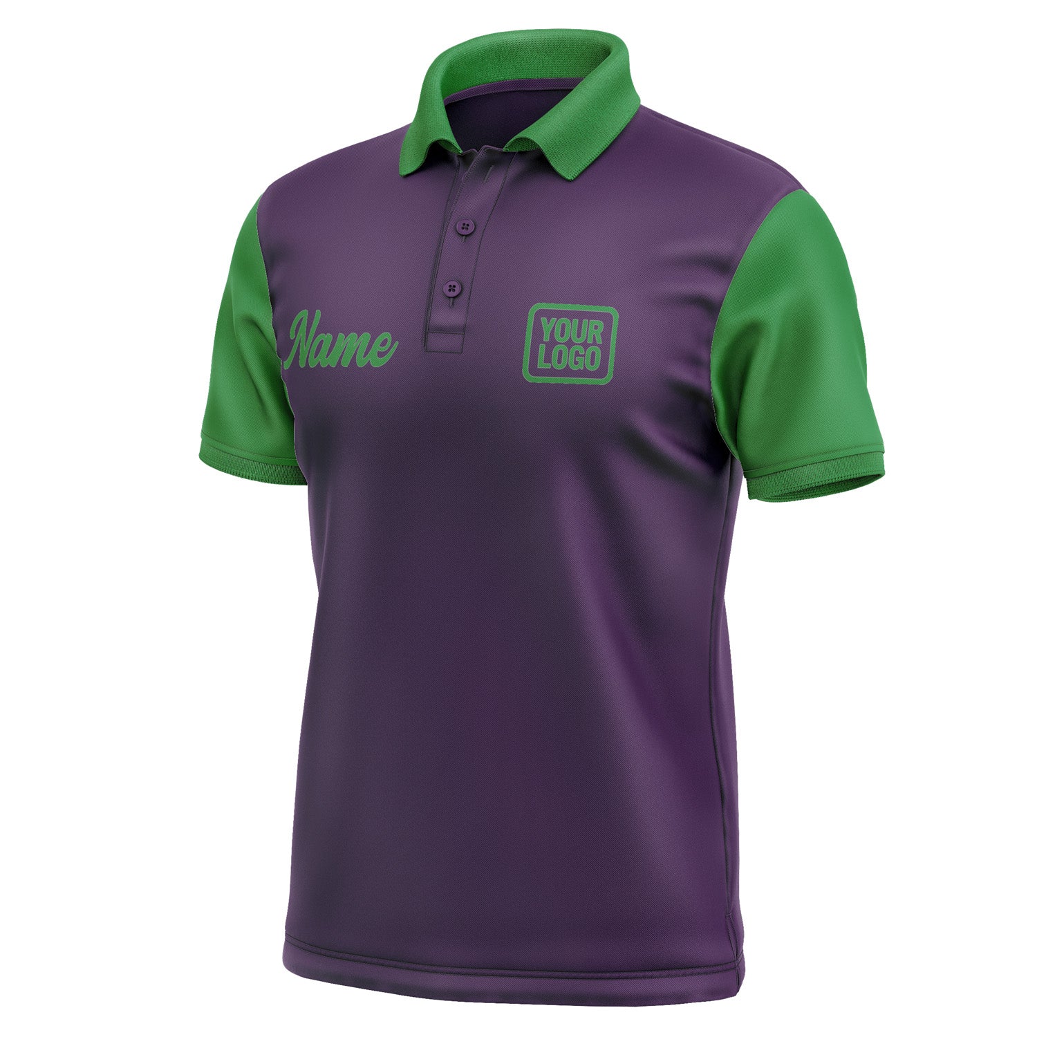 Custom Purple Emerald Green Short-Sleeve Polo Shirt PO072424B124