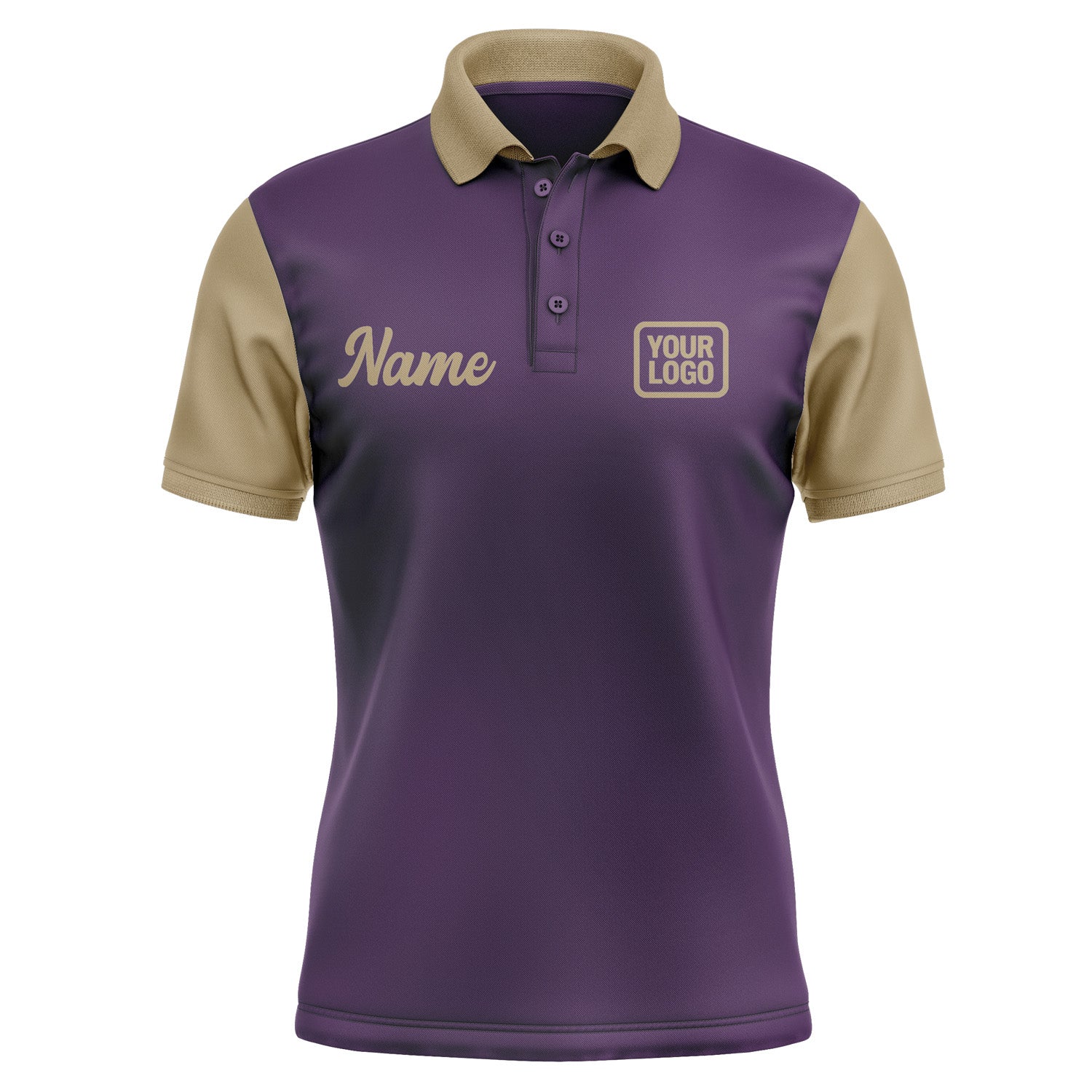 Custom Purple Light Khaki Short-Sleeve Polo Shirt PO072525B125