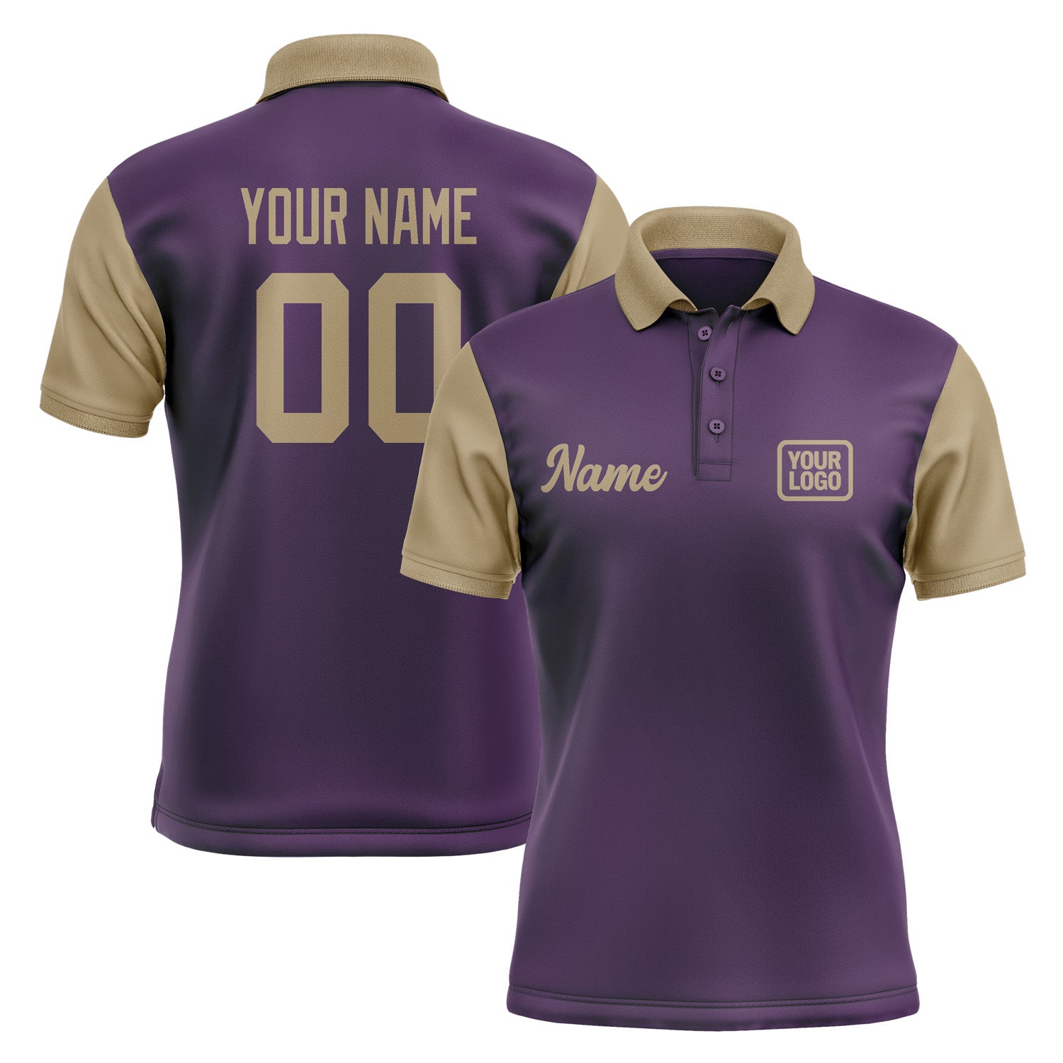 Custom Purple Light Khaki Short-Sleeve Polo Shirt PO072525B125