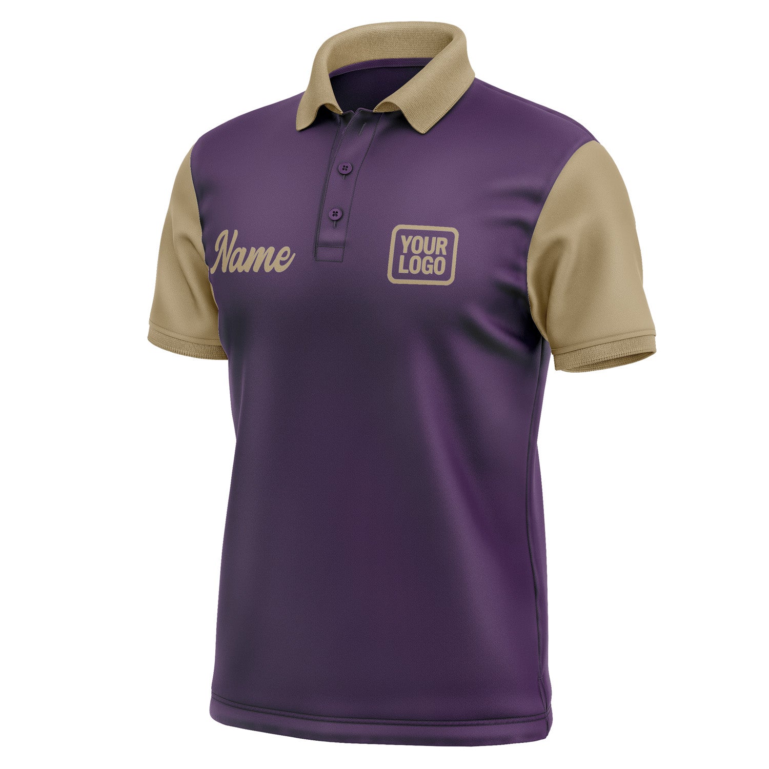 Custom Purple Light Khaki Short-Sleeve Polo Shirt PO072525B125