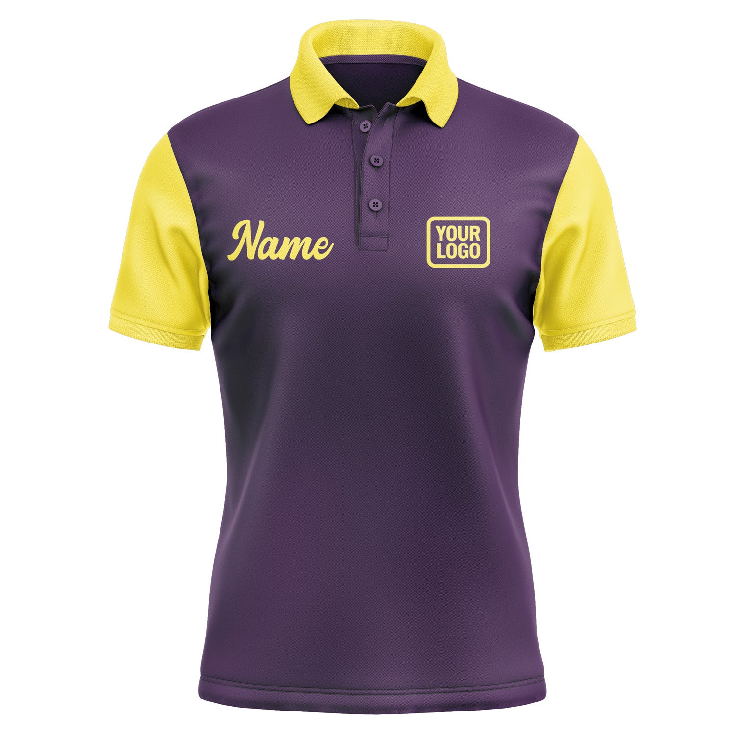 Custom Purple Light Yellow Short-Sleeve Polo Shirt PO072626B126