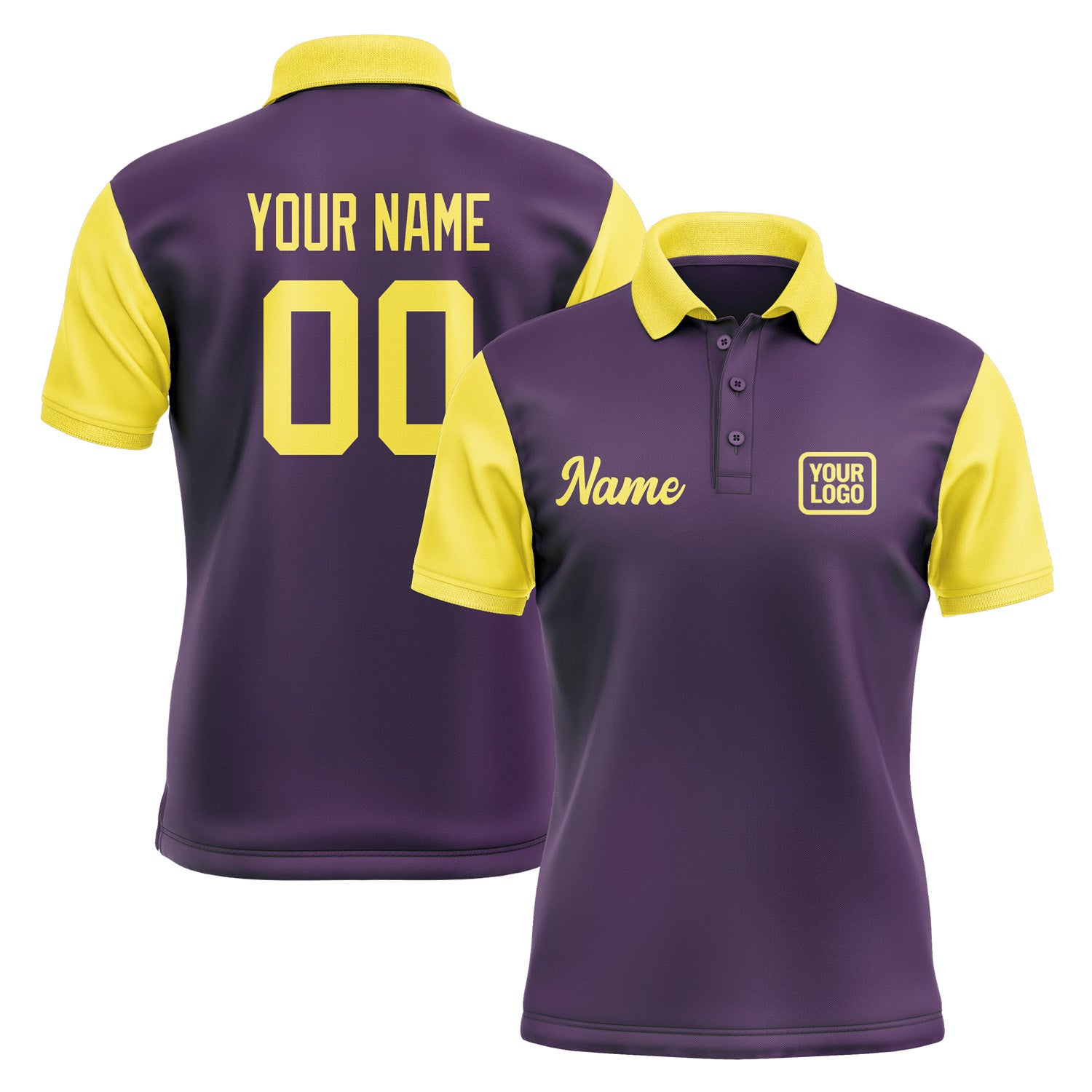 Custom Purple Light Yellow Short-Sleeve Polo Shirt PO072626B126