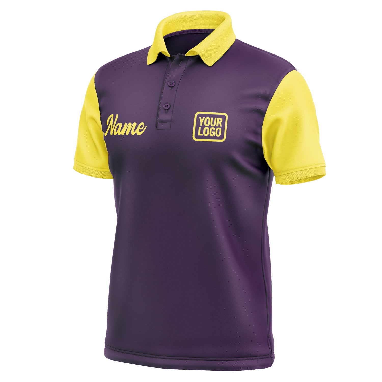 Custom Purple Light Yellow Short-Sleeve Polo Shirt PO072626B126