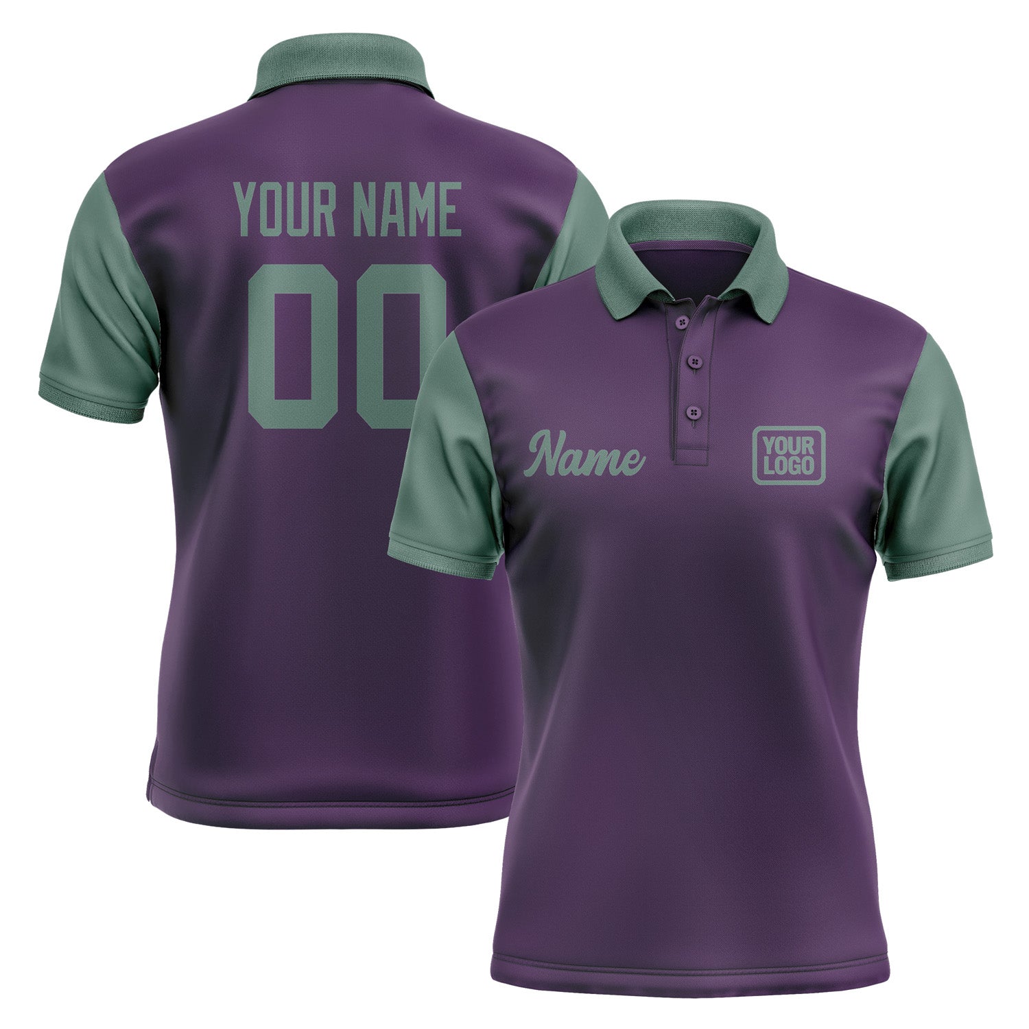 Custom Purple Blue Green Short-Sleeve Polo Shirt PO072727B127
