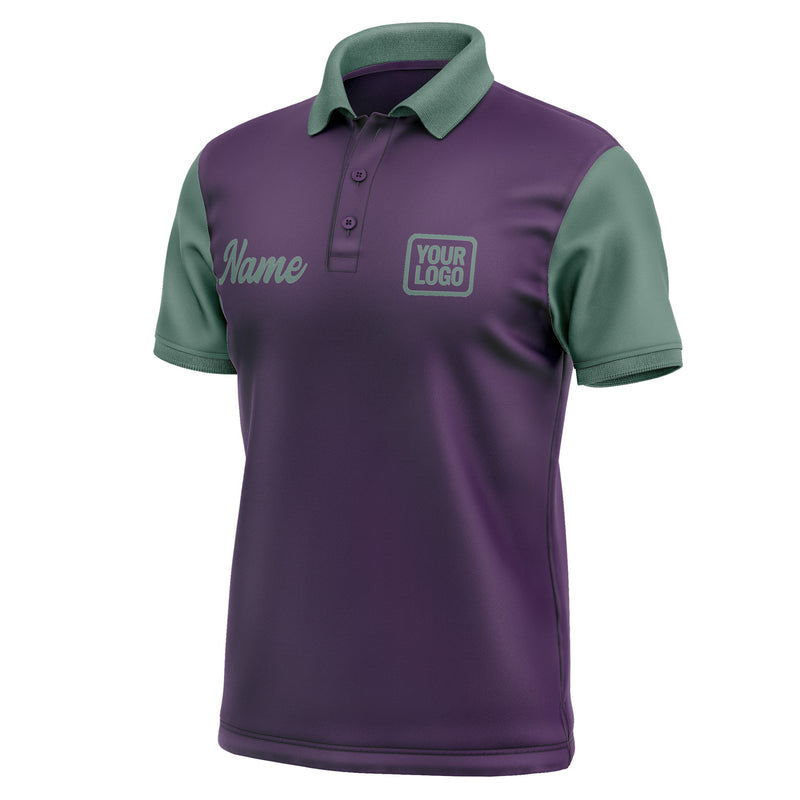 Custom Purple Blue Green Short-Sleeve Polo Shirt PO072727B127