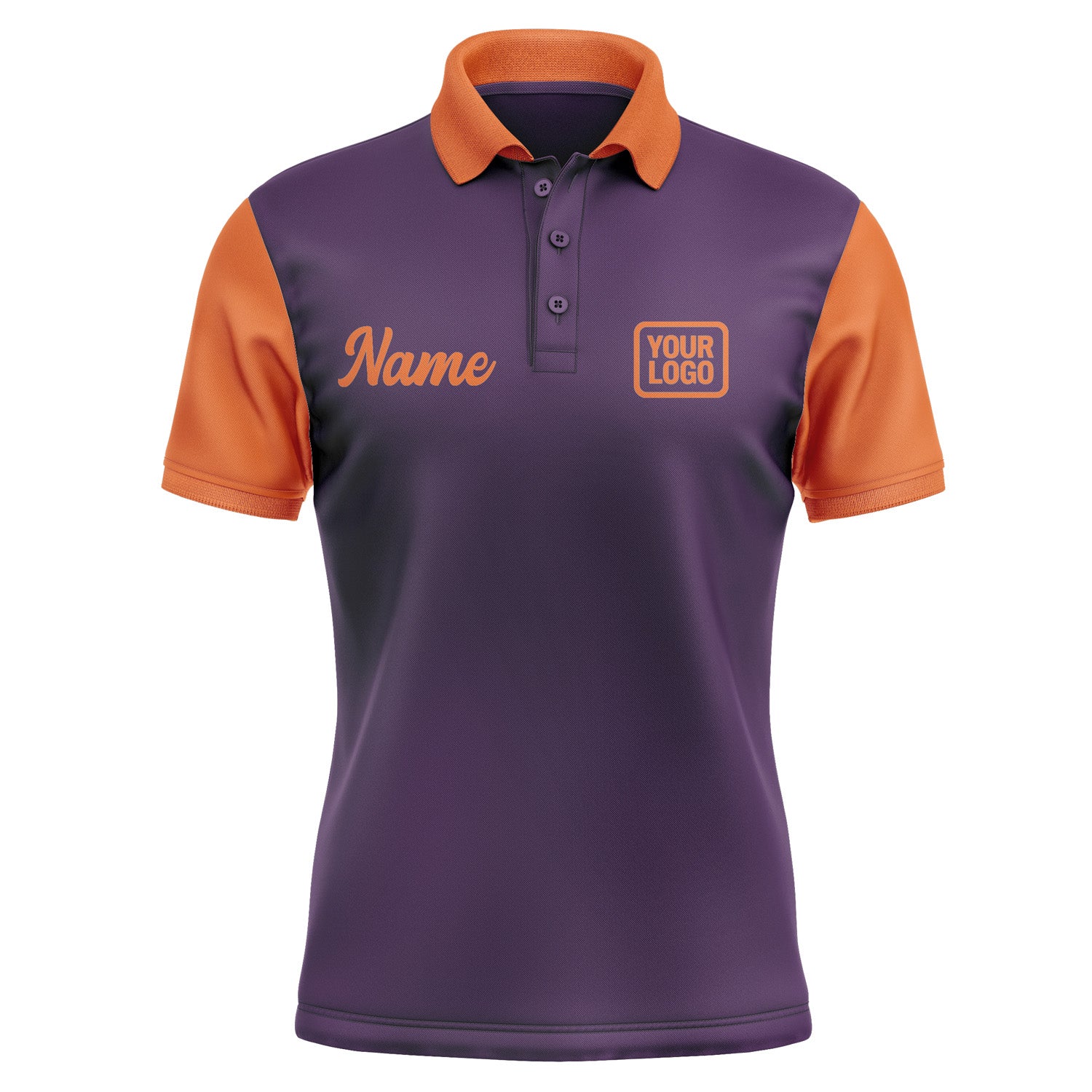 Custom Purple Orange Short-Sleeve Polo Shirt PO072828B128