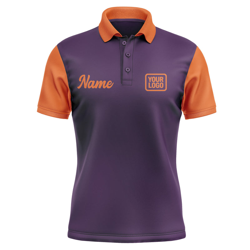 Custom Purple Orange Short-Sleeve Polo Shirt PO072828B128