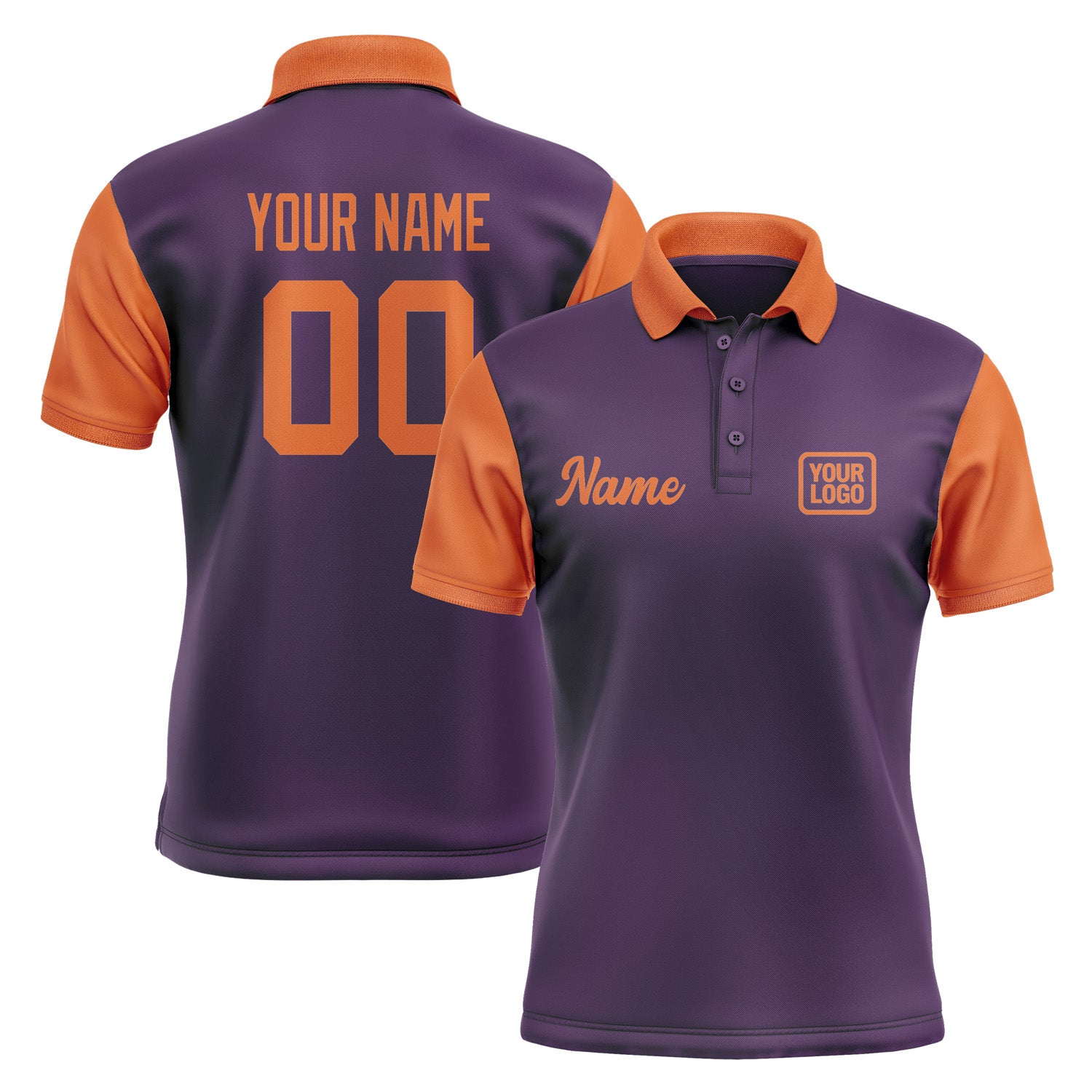 Custom Purple Orange Short-Sleeve Polo Shirt PO072828B128