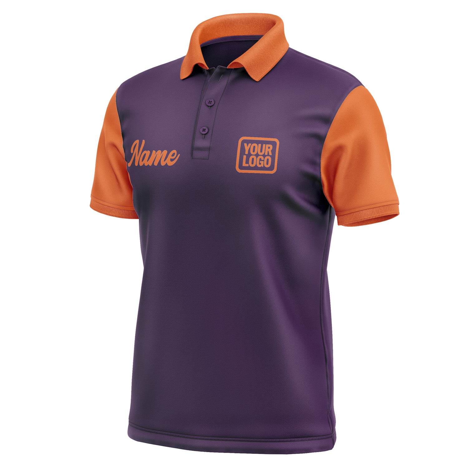 Custom Purple Orange Short-Sleeve Polo Shirt PO072828B128