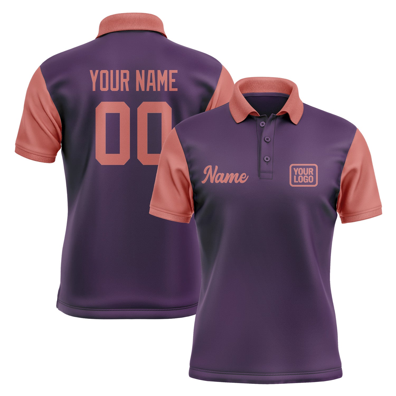 Custom Purple Copper Rose Short-Sleeve Polo Shirt PO072929B129
