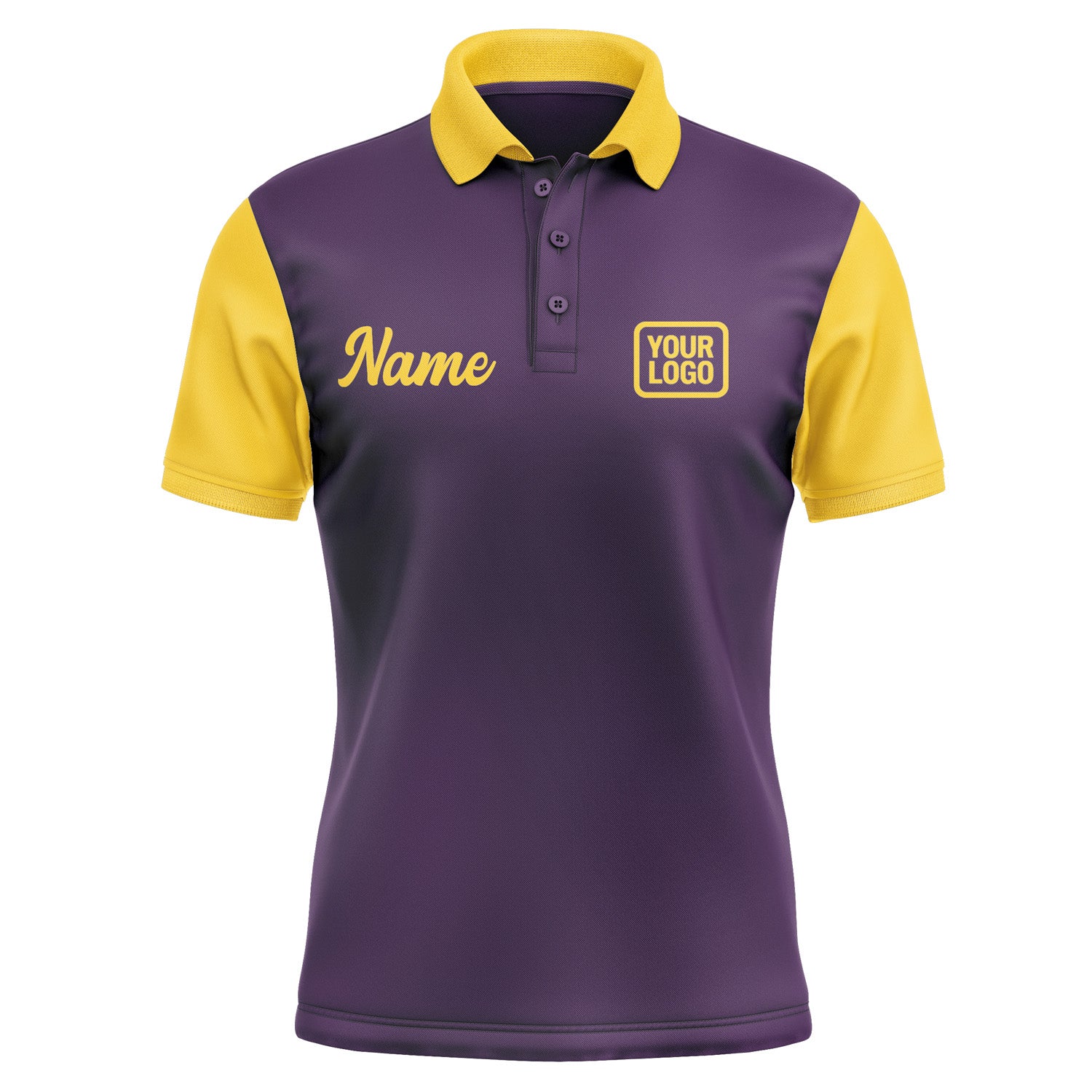 Custom Purple Gold Short-Sleeve Polo Shirt PO073030B130