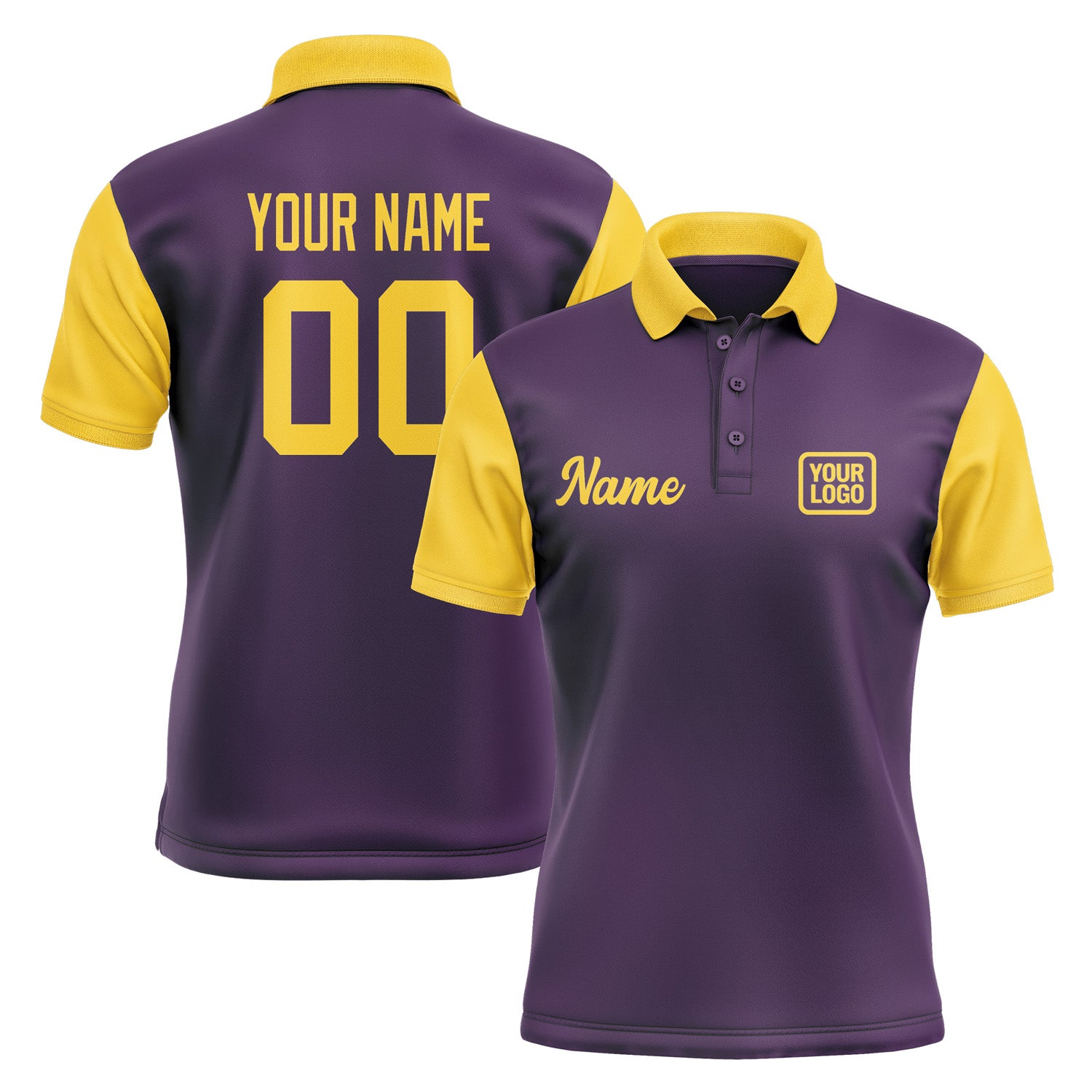 Custom Purple Gold Short-Sleeve Polo Shirt PO073030B130