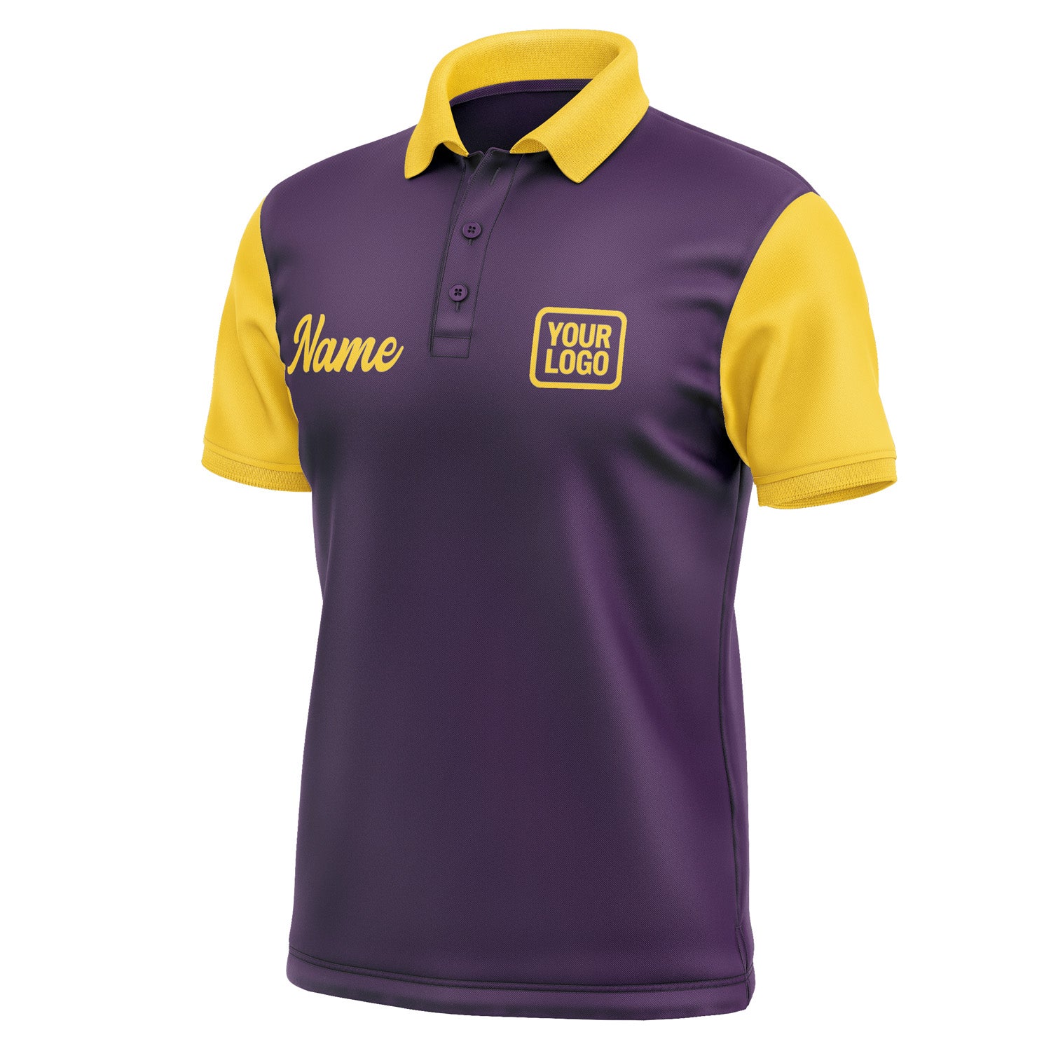 Custom Purple Gold Short-Sleeve Polo Shirt PO073030B130
