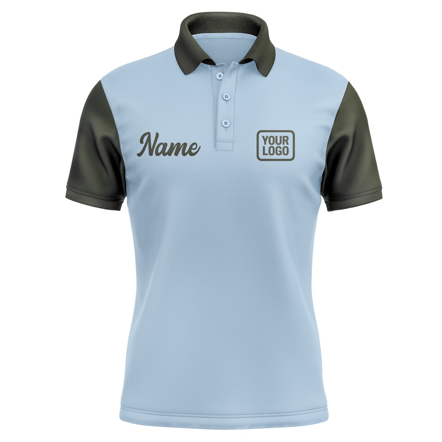 Custom Light Blue Olive Short-Sleeve Polo Shirt PO080202B102