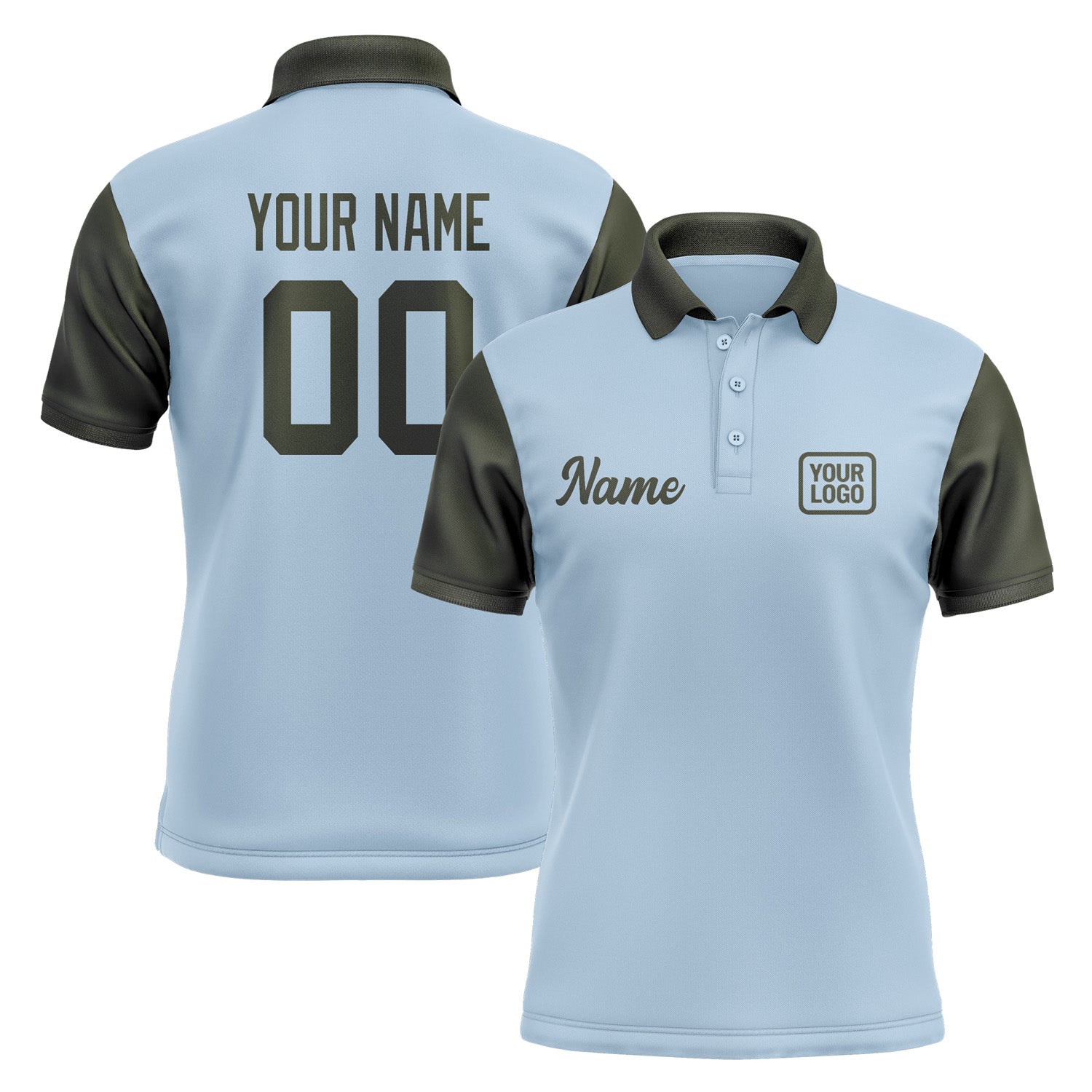 Custom Light Blue Olive Short-Sleeve Polo Shirt PO080202B102