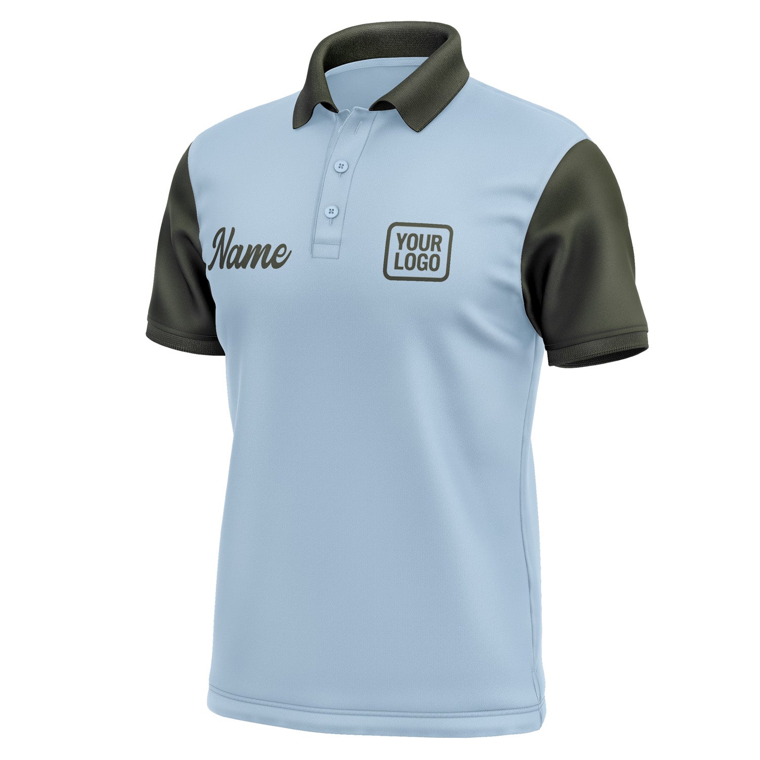 Custom Light Blue Olive Short-Sleeve Polo Shirt PO080202B102