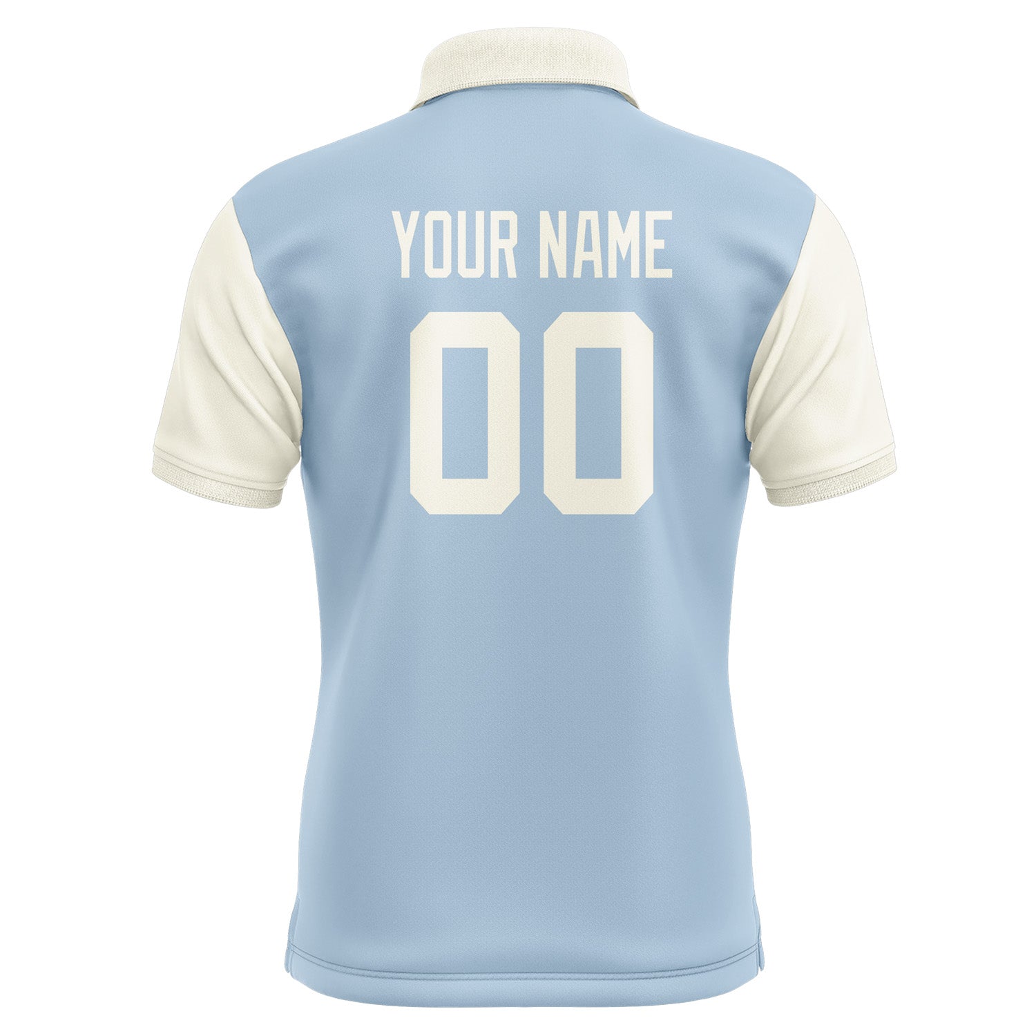 Custom Light Blue Cream Short-Sleeve Polo Shirt PO080303B103