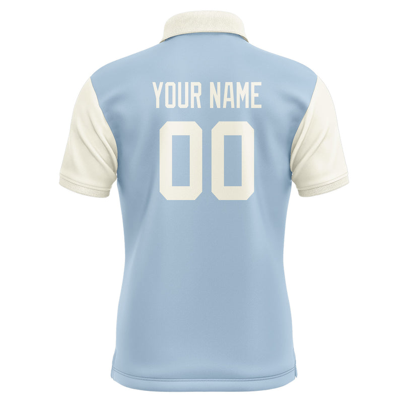 Custom Light Blue Cream Short-Sleeve Polo Shirt PO080303B103