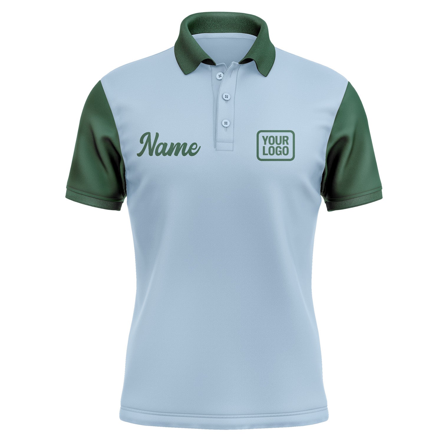 Custom Light Blue Green Short-Sleeve Polo Shirt PO080505B105