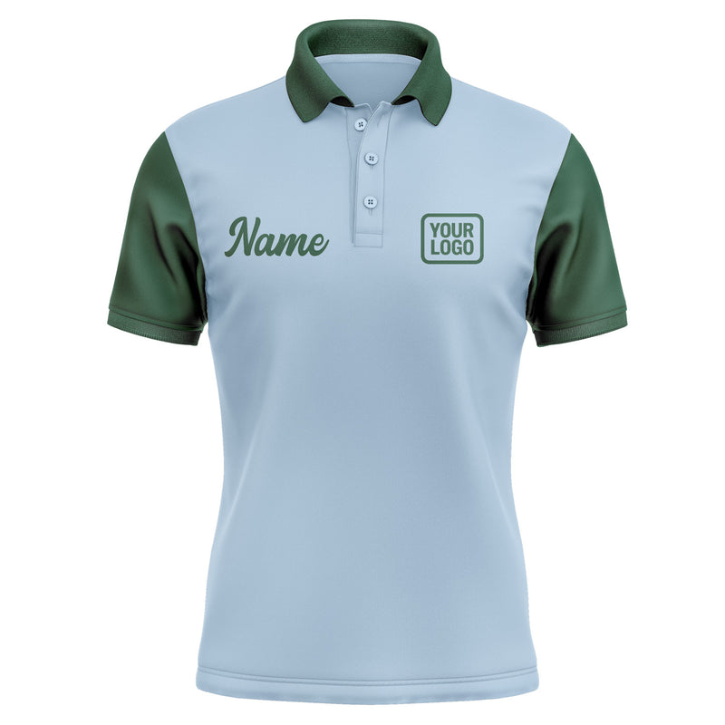 Custom Light Blue Green Short-Sleeve Polo Shirt PO080505B105