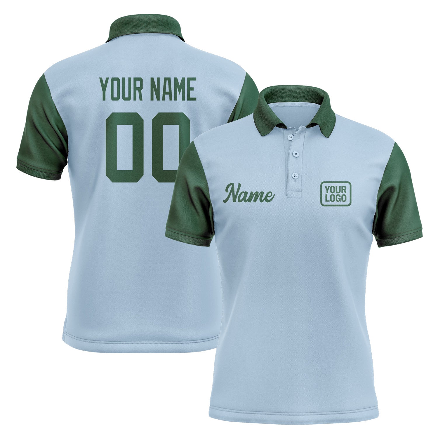 Custom Light Blue Green Short-Sleeve Polo Shirt PO080505B105