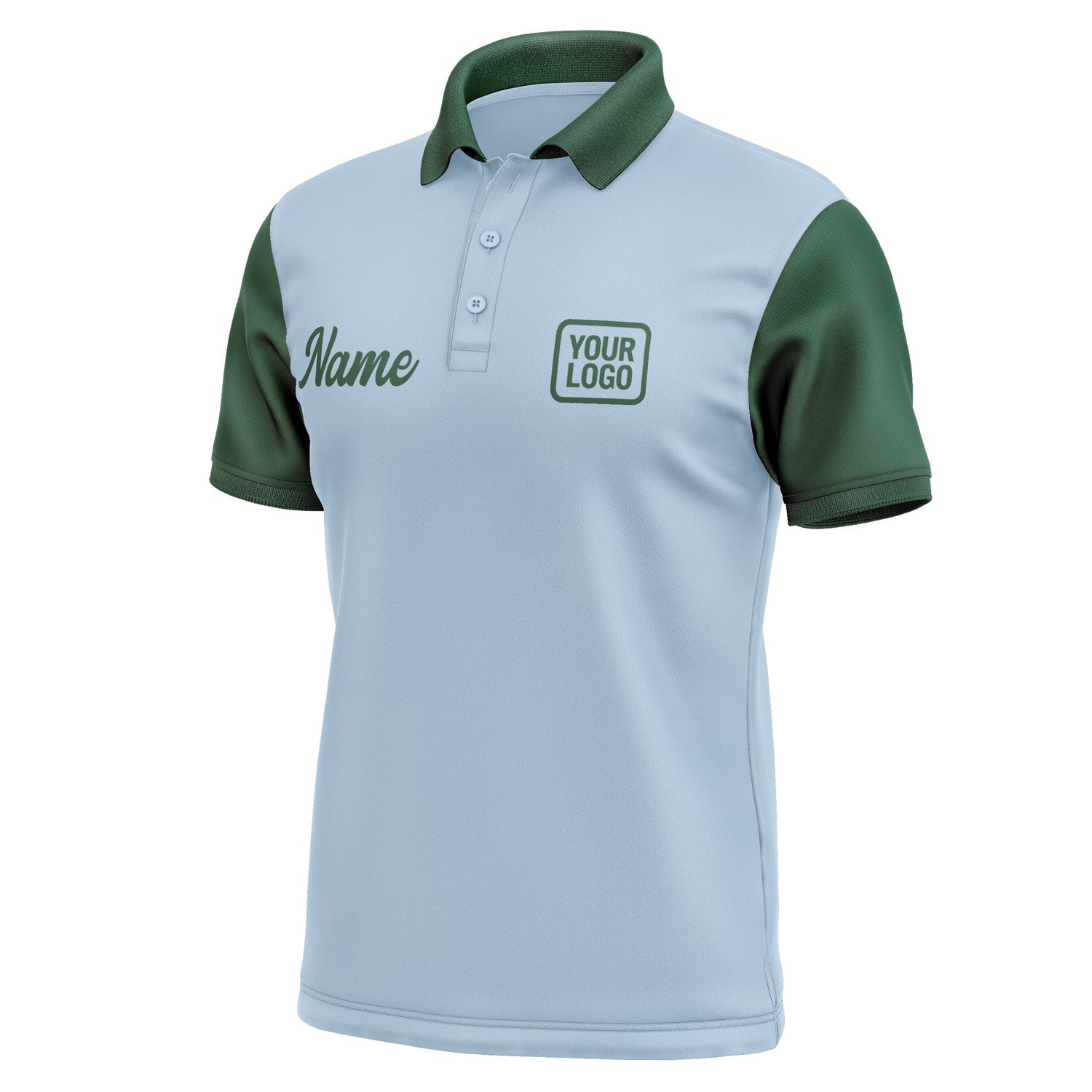 Custom Light Blue Green Short-Sleeve Polo Shirt PO080505B105