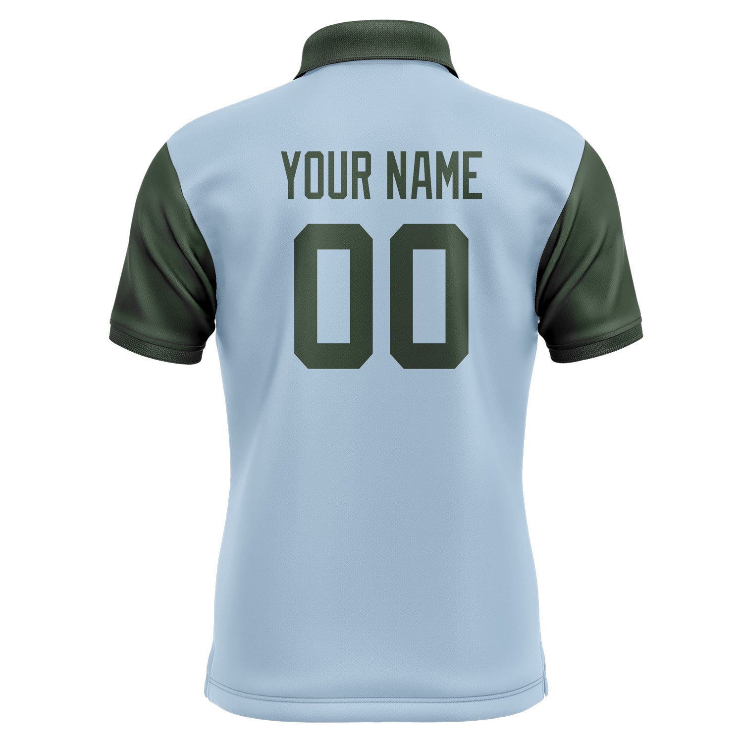 Custom Light Blue Dark Green Short-Sleeve Polo Shirt PO080606B106