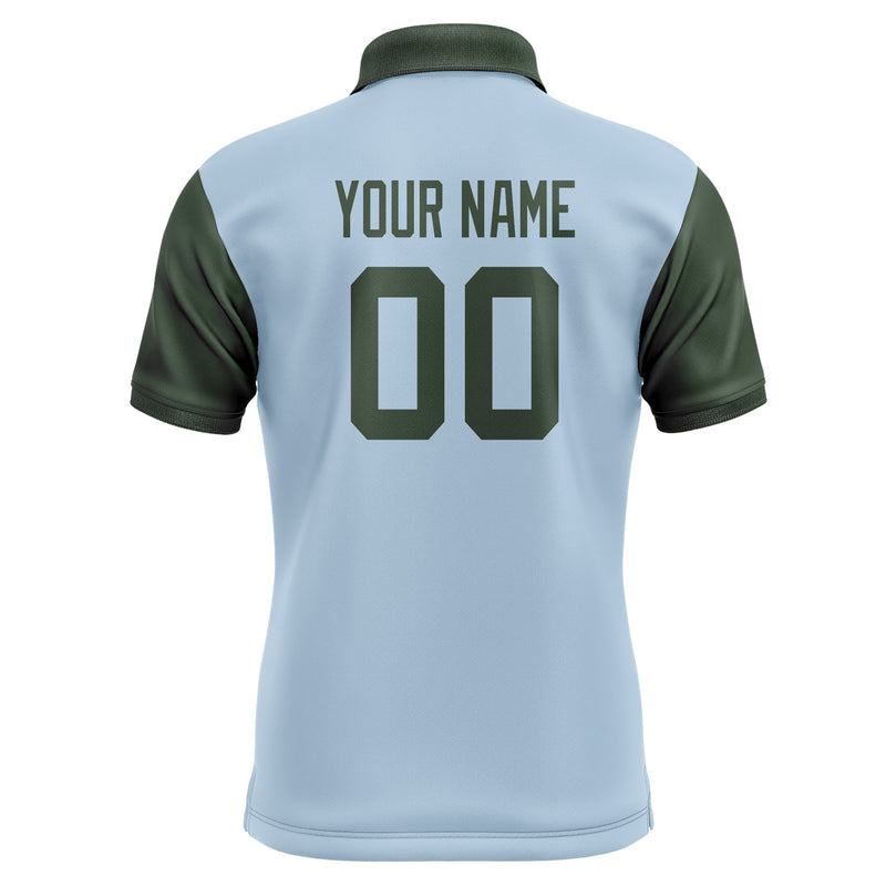Custom Light Blue Dark Green Short-Sleeve Polo Shirt PO080606B106