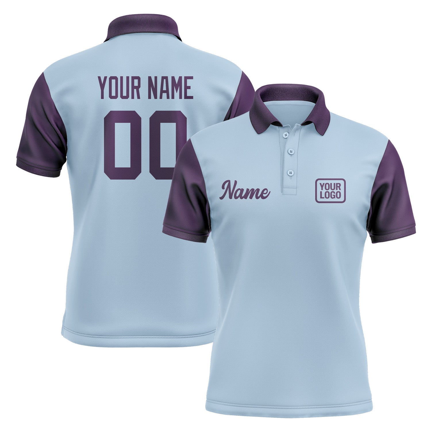 Custom Light Blue Purple Short-Sleeve Polo Shirt PO080707B107