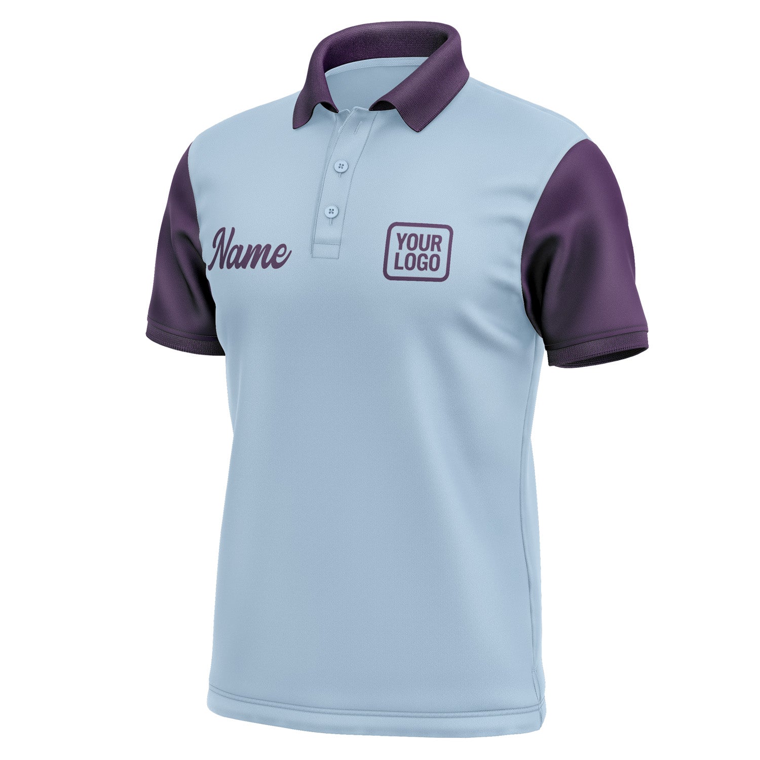 Custom Light Blue Purple Short-Sleeve Polo Shirt PO080707B107